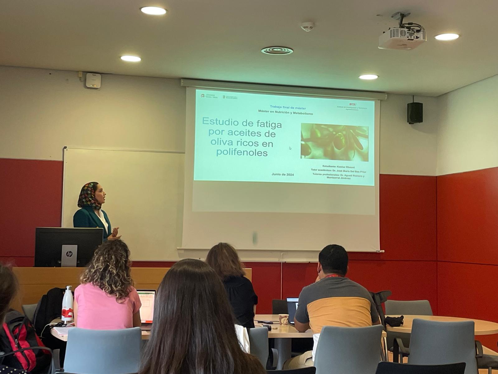 Presentació del TFM de Kawtar Rhouni, a la Universitat Rovira i Virgili | IRTA