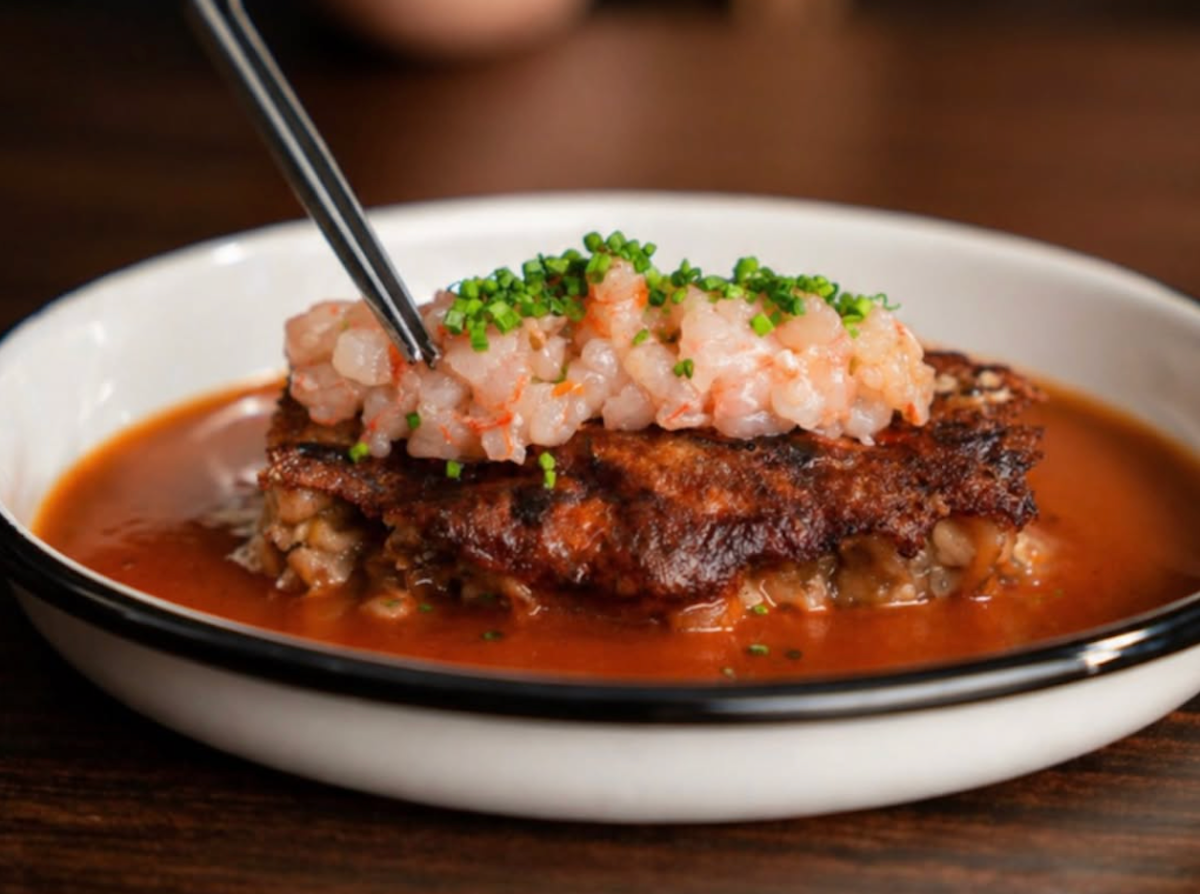 Terrina de peus de porc amb tàrtar de gamba | Instagram @arrel.lacasademenjars