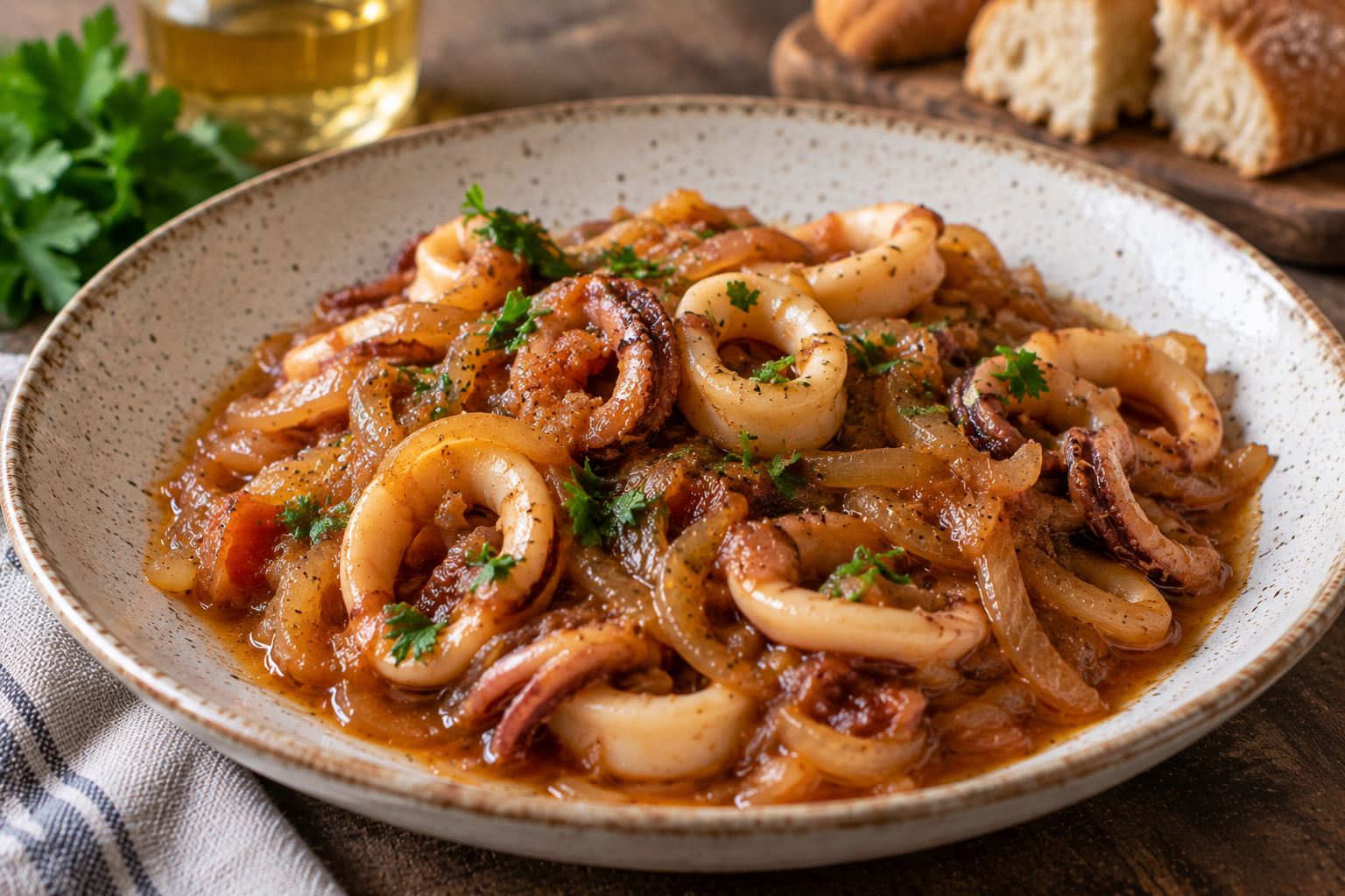 Calamars en ceba